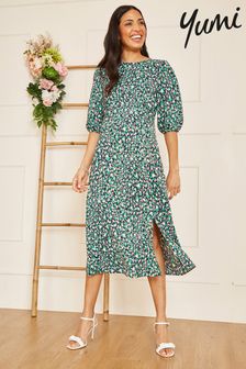 Yumi Green Multi Abstract Animal Print Midi Dress (Q36686) | €37