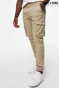 Only & Sons Stone Cargo Detail Trousers with Cuffed Ankle (Q36693) | LEI 215