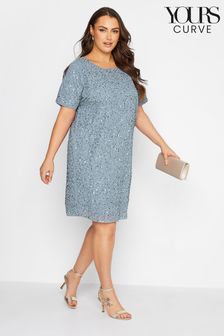 Yours Curve Blue Luxe Embellished Cape Dress (Q36789) | €53