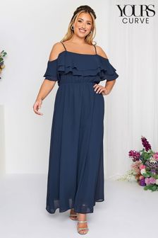 Yours Curve Blue London Occasion Ruffle Cold Shoudler Maxi Dress (Q36794) | €32