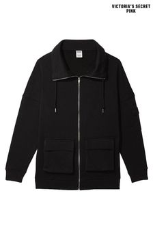 Victoria's Secret PINK Pure Black Oversized Cargo Pocket Full Zip Jacket (Q36908) | €58