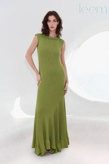 leem Green Chain Detail Open-Back Dress (Q37207) | $239