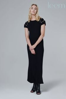 leem Black Zipped Shoulder Knitted Dress (Q37209) | $199