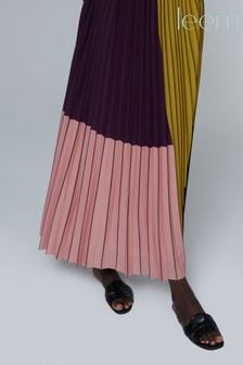 leem Purple Colour-Block Pleated Skirt (Q37219) | €54
