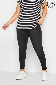 Yours Curve Black Grace Turn Up Ripped Jegging (Q37518) | $48