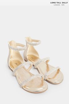 Long Tall Sally Gold Diamante Flat Sandal (Q37582) | 61 €