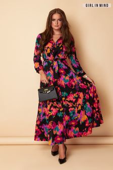 Girl In Mind Bright  Abstract Angela Shirt Maxi Dress (Q37776) | $68