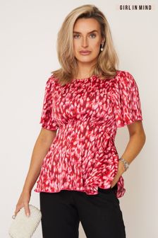 Girl In Mind Pink Spot Print Imogen Peplum Blouse (Q37884) | €15.50