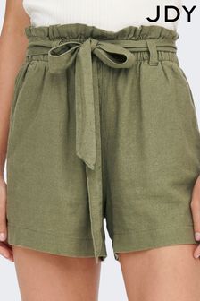 JDY Khaki Green Linen Mix Tie Waist Shorts (Q38238) | 28 €