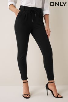 ONLY Black Tie Waist Stretch Tapered Trousers (Q38295) | €55