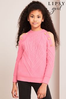 Lipsy Pink Cold Shoulder Knitted Jumper (Q38577) | €18 - €23
