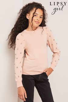 Lipsy Pink Diamante Embellished Sleeve Jumper (Q38578) | AED137 - AED180