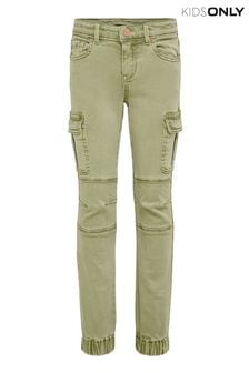 ONLY KIDS Green Slim Fit Utility Cargo Denim Jeans With Adjustable Waist (Q38697) | $55