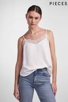PIECES White Lace Trim Vest (Q38841) | €25