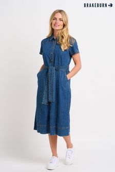 Brakeburn Blue Denim Tie Waist Midi Shirt Dress (Q38900) | €41