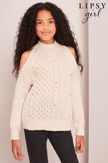 Lipsy Cream Cold Shoulder Knitted Jumper (Q39227) | 22 € - 28 €