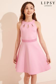 Lipsy Pink Halter Cut Out Scuba Dress (Q39259) | INR 3,087 - INR 3,969