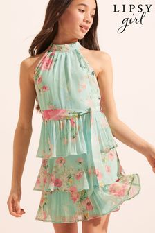 Lipsy Pleated Halter Belted Dress