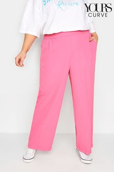 Yours Curve Pink Shark Skin Wide Leg Pull On Trouser (Q39336) | €17