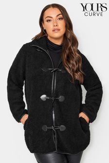 Yours Curve Black Luxury Faux Fur Toggle Jacket (Q39364) | AED238