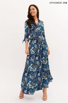 鈷藍色花朵 - Style Cheat Daphne 襯衫連衣裙 (Q39607) | NT$2,710