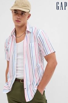 Gap Blue and Red Stripe Stretch Poplin Shirt in Slim Fit (Q39627) | €17