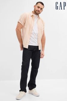 Gap Orange Stripe Stretch Poplin Short Sleeve Shirt in Slim Fit (Q39628) | €15