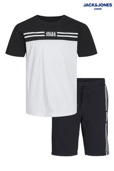 JACK & JONES JUNIOR Black/White T-Shirt and Shorts Set (Q39676) | INR 2,756