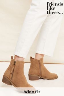 Friends Like These Brown Wide Fit Side Zip Low Heel Ankle Boot (Q39920) | 58 €