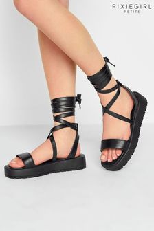PixieGirl Petite Black Ankle Tie Flatform (Q40090) | 51 €