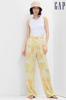 Gap Yellow Wide-Leg Print Linen Trousers (Q40277) | €25