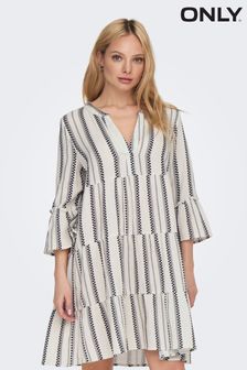 ONLY White Stripe Print Tiered Smock Dress (Q40454) | 58 €