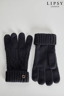 Lipsy Navy Blue Cosy Cable Gloves (Q40516) | Kč385