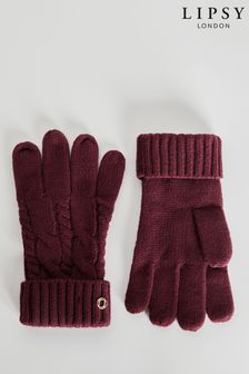 Lipsy Berry Red Cosy Cable Gloves (Q40520) | INR 1,260