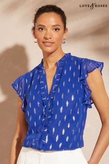 Блузка на пуговицах с V-образным вырезом и оборками Love & Roses (Q40745) | €21