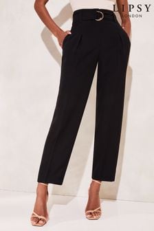 Lipsy Black Tapered Belted Smart Trousers (Q40761) | €48