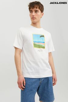 JACK & JONES White Postcard Print Landscape Print T-Shirt (Q40785) | 74 QAR