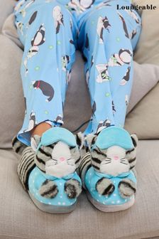 Loungeable Grey Sleeping Cat Slippers (Q40788) | €12.50