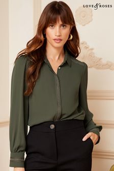 Love & Roses Khaki Green Hardware Embellished Utility Shirt (Q40866) | 29 €