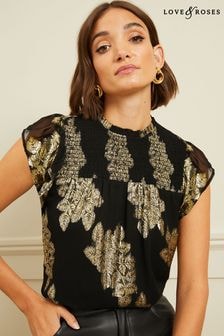 Love & Roses Black Flutter Sleeve Shell Top (Q40873) | 120 zł