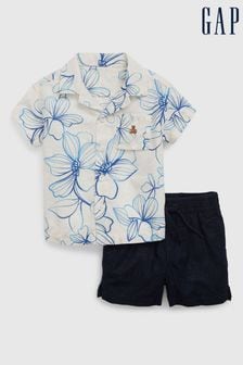 Set Floral cămașă și pantaloni scurți Gap - Bebeluș (Q41076) | 236 LEI