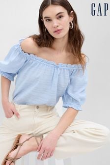 Gap Blue Relaxed Boatneck Puff Sleeve Top (Q41171) | €22.50
