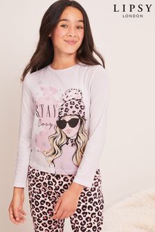 Lipsy Pink Jersey Graphic Long Sleeve Pyjamas (Q41467) | CHF 30 - CHF 43