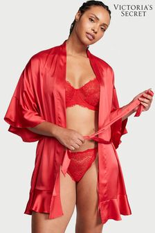 Victoria's Secret Lipstick Red Satin Flounce Satin Robe (Q41525) | €68