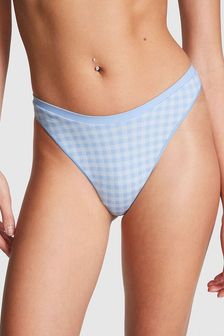 Victoria's Secret PINK Harbor Blue Gingham Jacquard Seamless Thong Knickers (Q41801) | €14