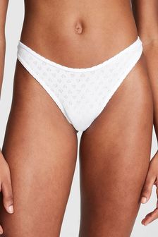 Victoria's Secret PINK Optic White Pointelle Cotton Thong Knickers (Q41807) | €13