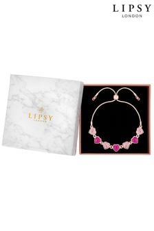 Lipsy Jewellery Gold Pink Heart Bracelet - Gift Boxed (Q41960) | HK$257