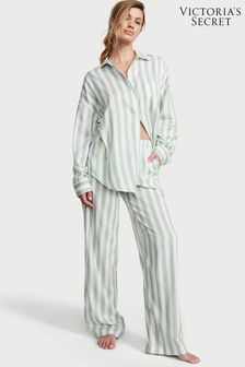 Victoria's Secret Seasalt Green Stripe Modal Long Pyjamas (Q42141) | €68