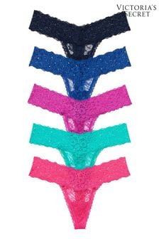 Victoria's Secret Blue/Pink Thong Lace Knickers Multipack (Q42498) | DKK270