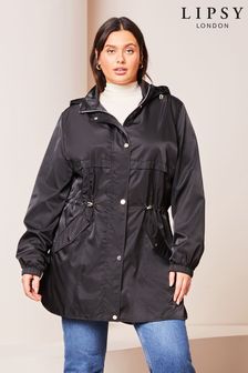 Lipsy Black Curve Shower Resistant Rain Coat (Q42520) | 323 QAR